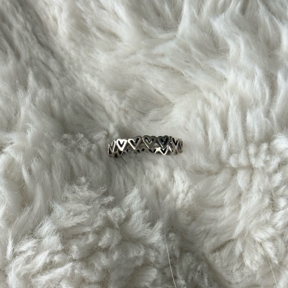 Pandora Silver Heart Pattern Ring - image 1